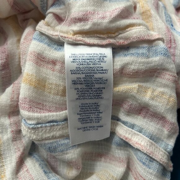 Chaps Pastel Striped Ruffle Square Neck Gauze Blouse Top - Picture 8 of 10